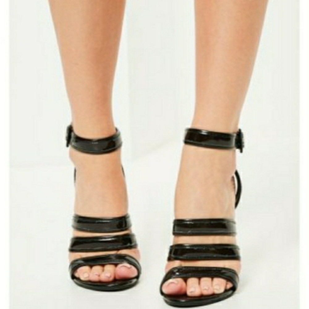 Missguided Black Multi Strap Block Heeled Sandals